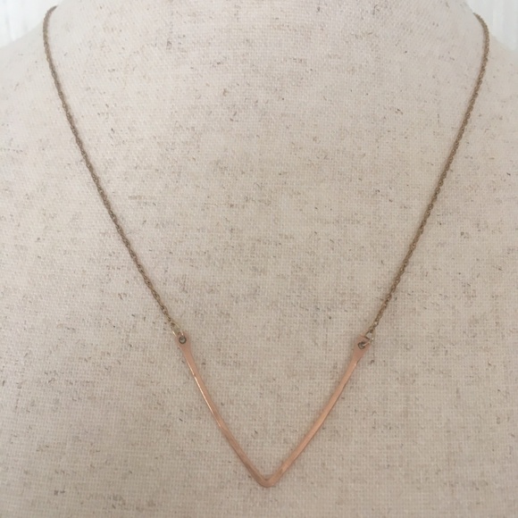 NWOT $150 Phyllis + Rosie 14k Rose Gold V Bar Necklace Made in New York - Picture 2 of 5